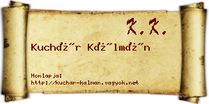 Kuchár Kálmán névjegykártya